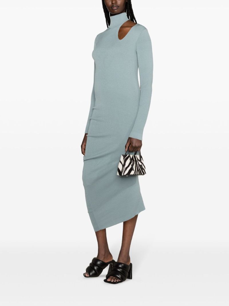 Blue Asymmetric Cut-out Midi Dress