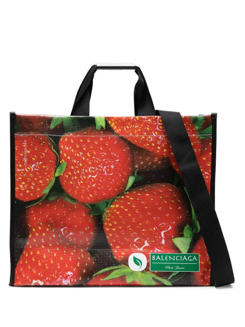 Multicolour Strawberry Print Two-way Tote Bag