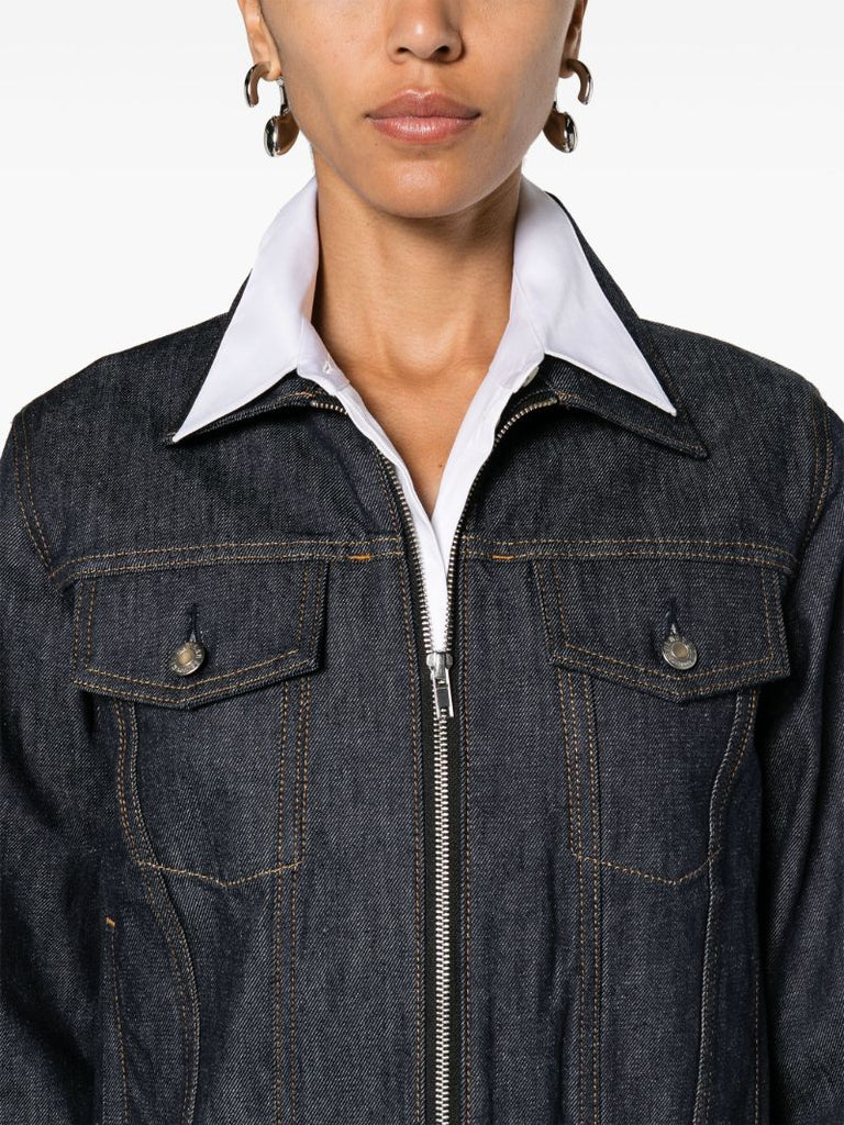 Blue Exaggerated-cuffs Denim Jacket