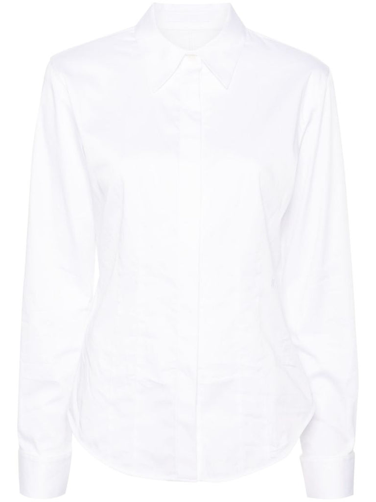 White Long-sleeve Poplin Shirt