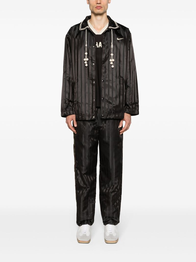 Brown Vertical-striped Satin Shirt Jacket