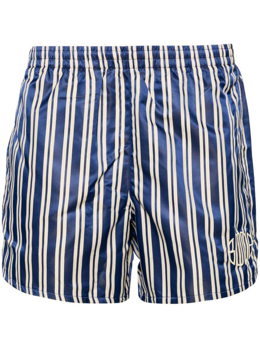 Blue and White Satin Finish Shorts