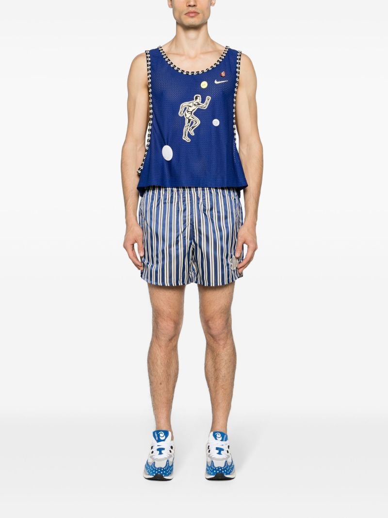 Blue and White Satin Finish Shorts