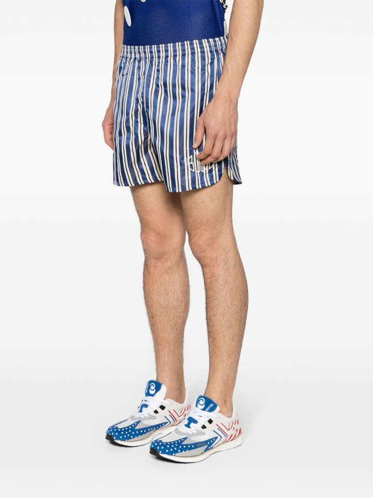 Blue and White Satin Finish Shorts