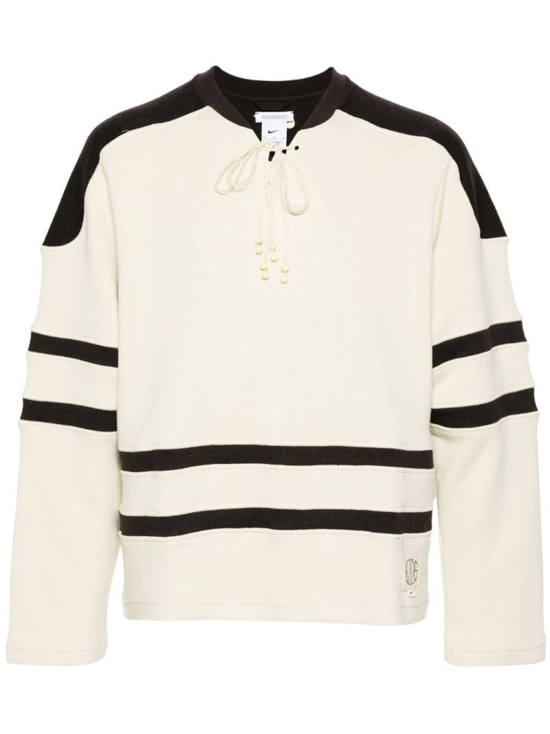 Ecru White and Brown Panelled Jumper