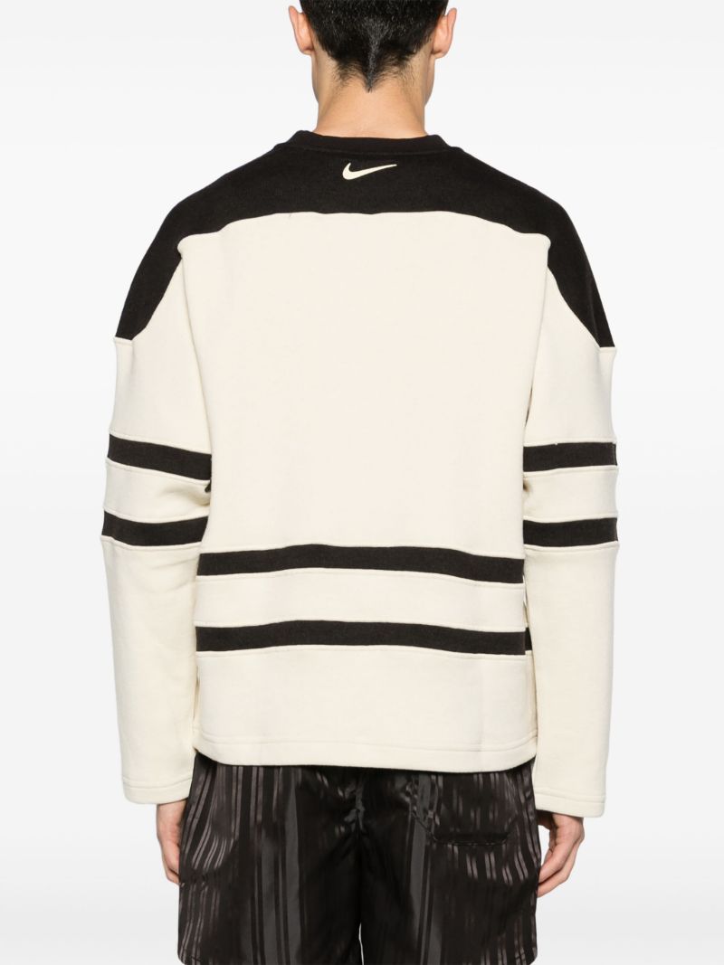 Ecru White and Brown Panelled Jumper