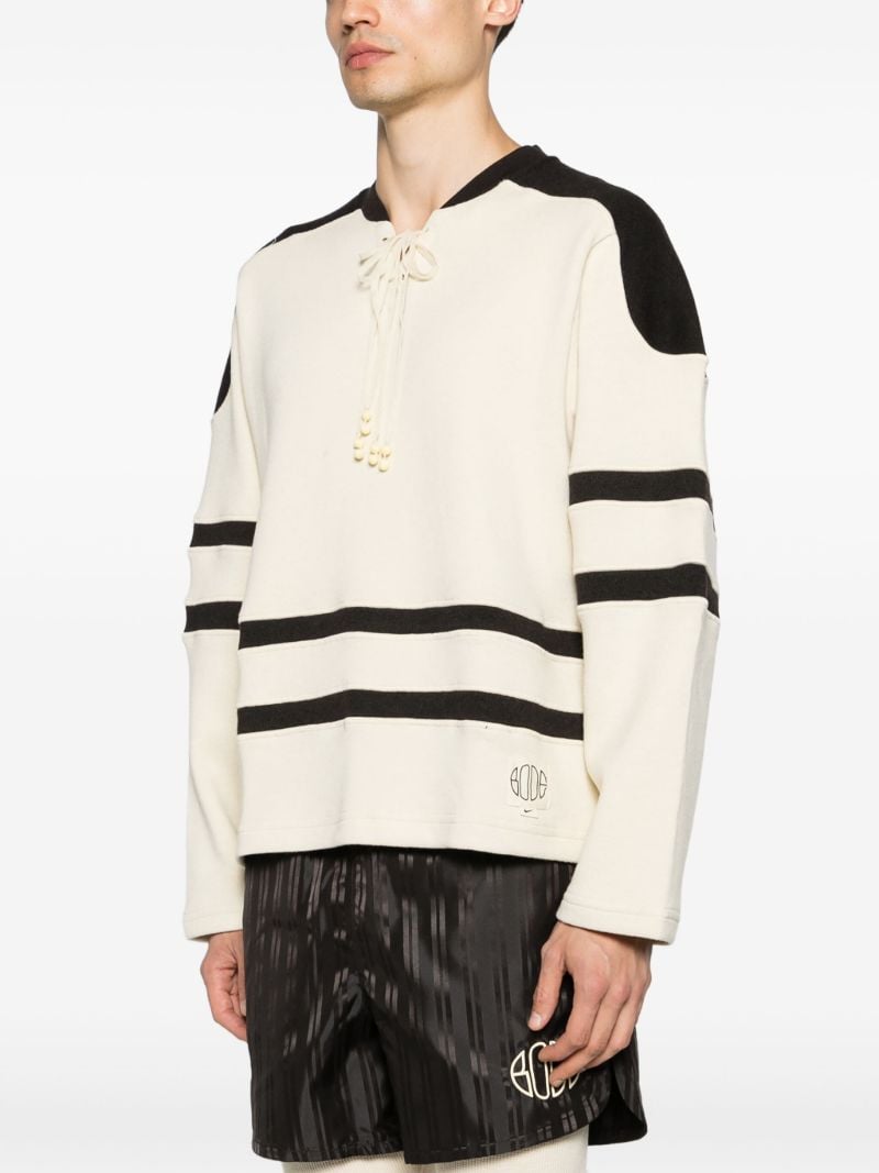 Ecru White and Brown Panelled Jumper