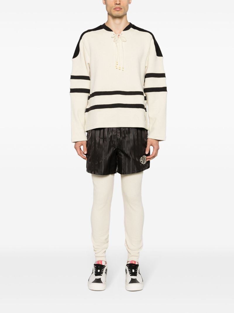 Ecru White and Brown Panelled Jumper