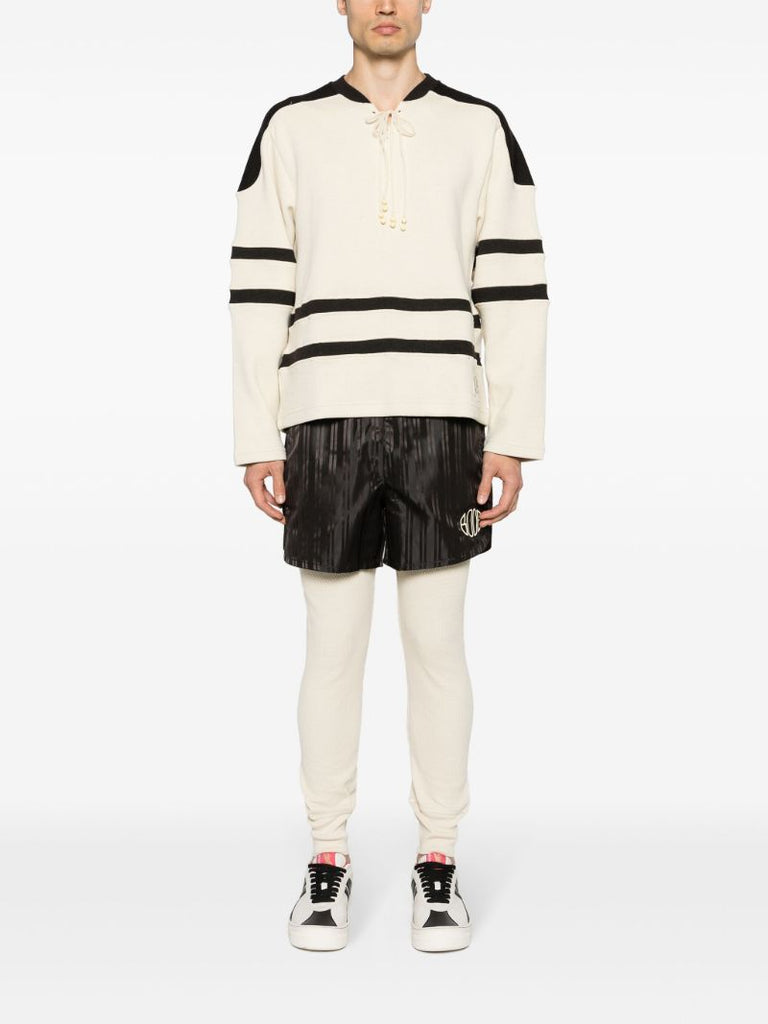 Ecru White and Brown Panelled Jumper