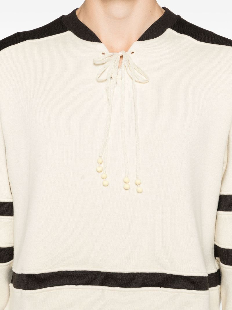 Ecru White and Brown Panelled Jumper