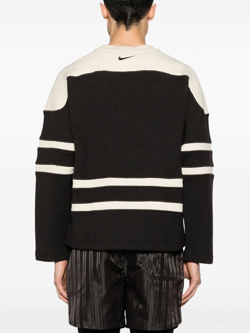 Cedar Brown and Ecru White Panelled Stripes Jumper