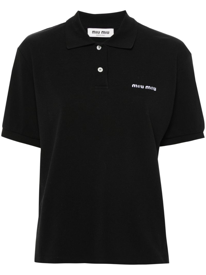 Black Logo-embroidery Cotton Polo Shirt