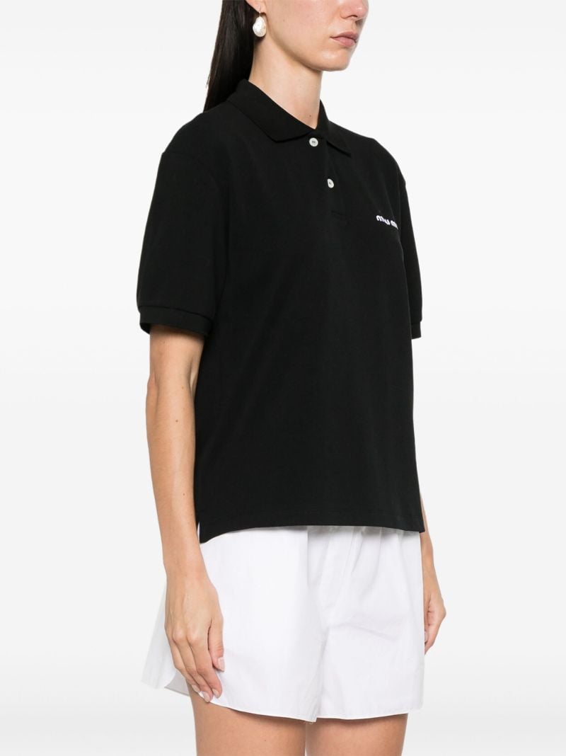 Black Logo-embroidery Cotton Polo Shirt