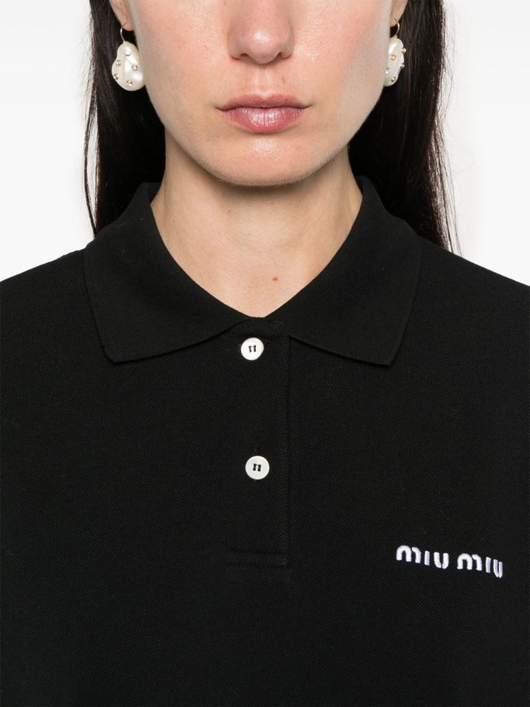 Black Logo-embroidery Cotton Polo Shirt