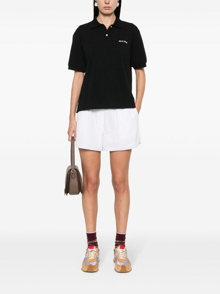 Black Logo-embroidery Cotton Polo Shirt