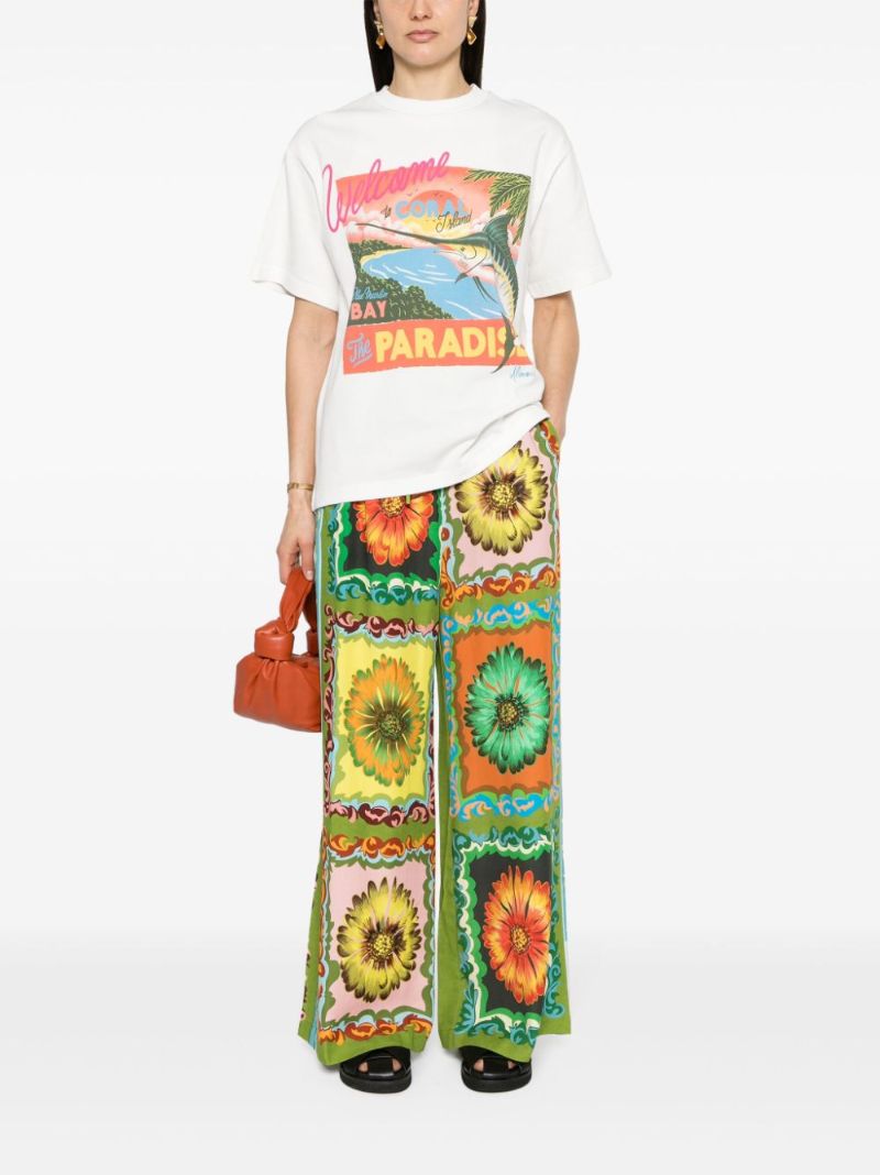 Green Disco Daisy Wide-leg Trousers