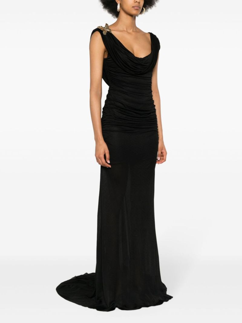 Black Draped Jersey Gown