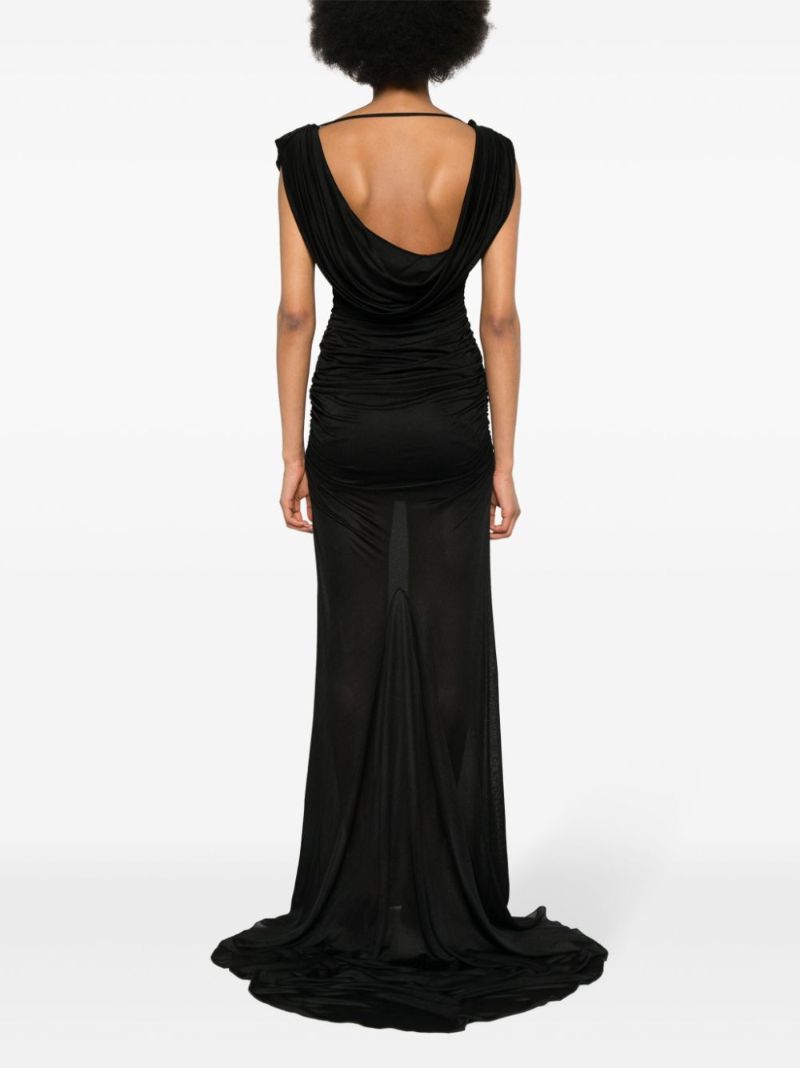 Black Draped Jersey Gown