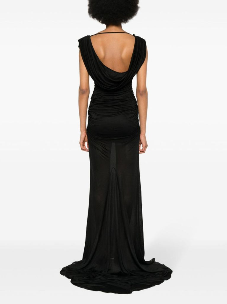 Black Draped Jersey Gown