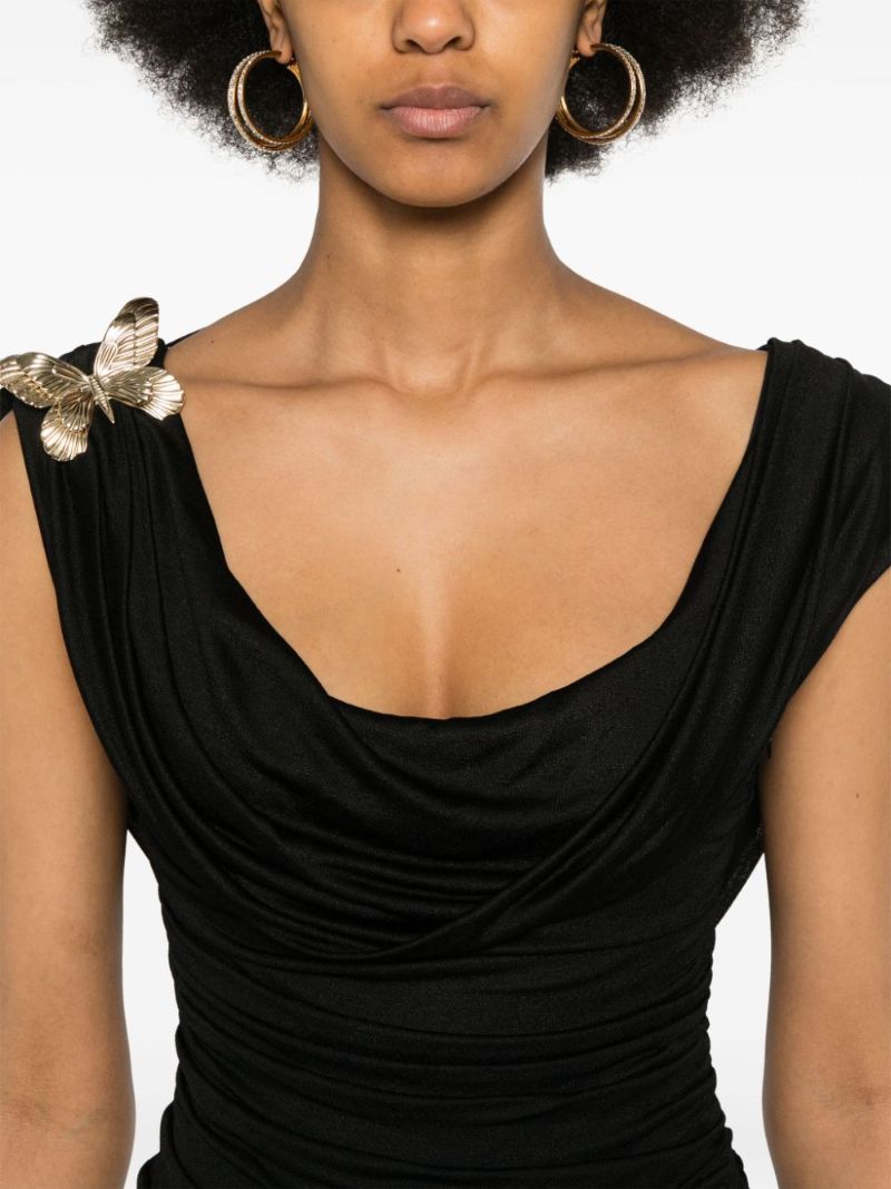 Black Draped Jersey Gown