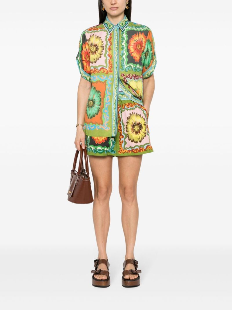 Green Disco Daisy Twill Shirt