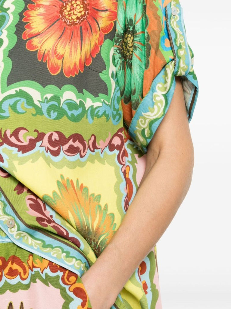 Green Disco Daisy Twill Shirt