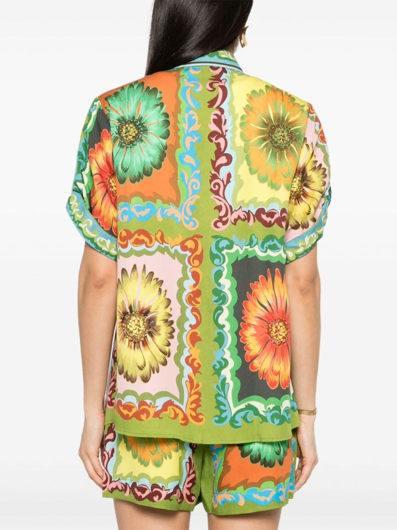 Green Disco Daisy Twill Shirt