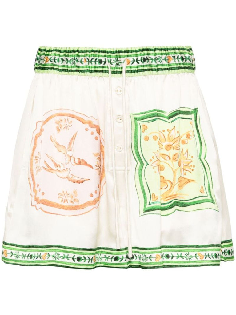 White Porcelain Silk Shorts