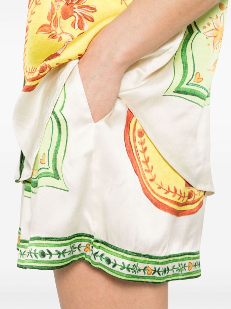 White Porcelain Silk Shorts