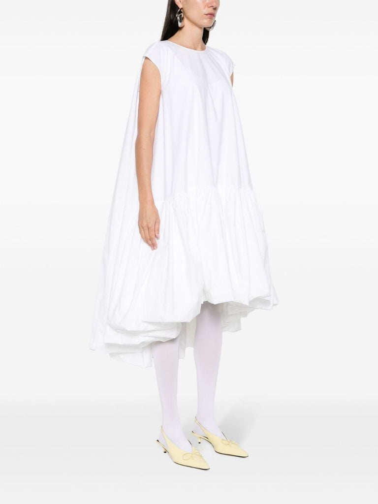 White Tadao Ruffled Poplin Dress