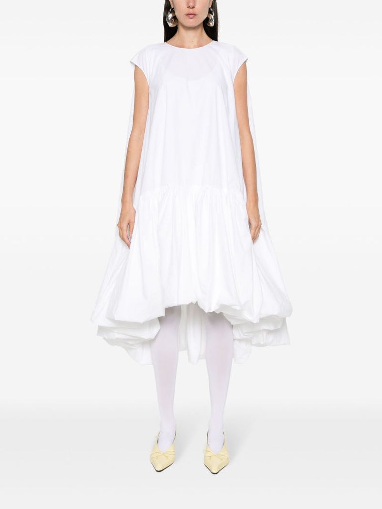 White Tadao Ruffled Poplin Dress