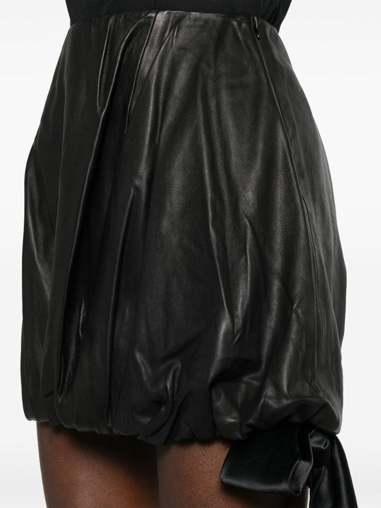 Black Bubble Leather Mini Skirt