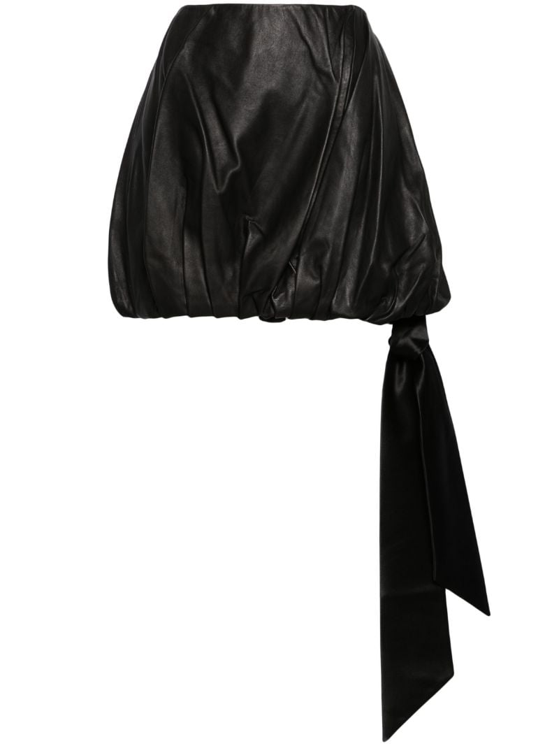 Black Bubble Leather Mini Skirt