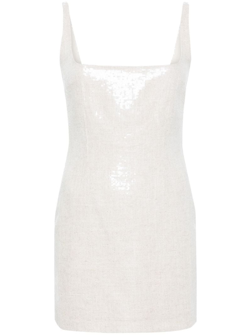 Neutral Sior Sequin-embellished Mini Dress