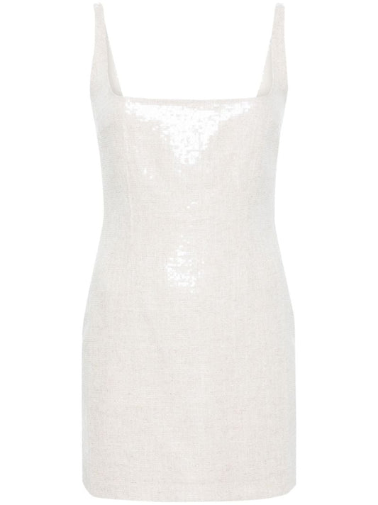 Neutral Sior Sequin-embellished Mini Dress