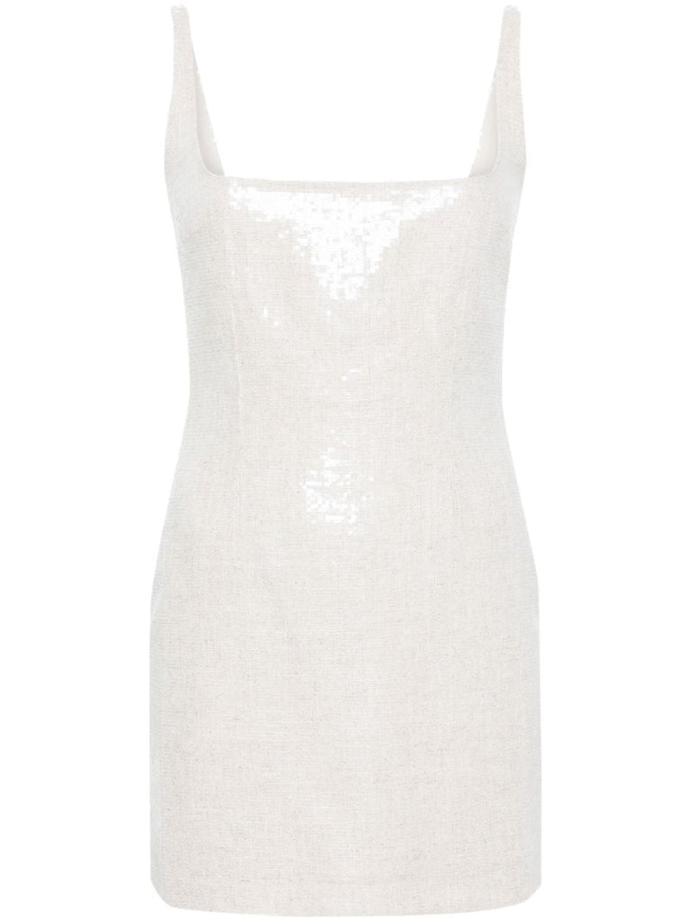 Neutral Sior Sequin-embellished Mini Dress