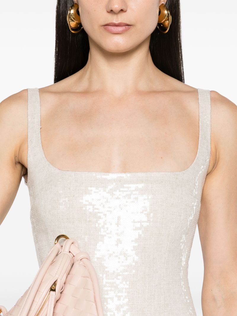 Neutral Electra Sequin-embellished Gown