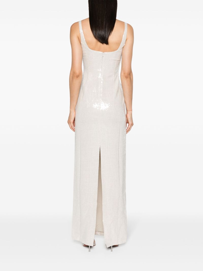 Neutral Electra Sequin-embellished Gown