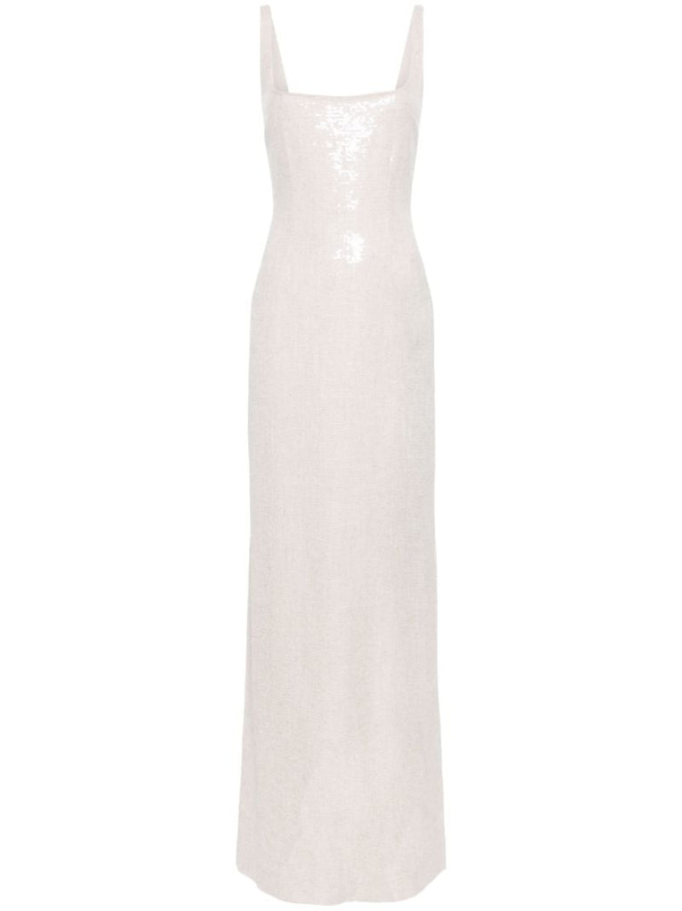 Neutral Electra Sequin-embellished Gown