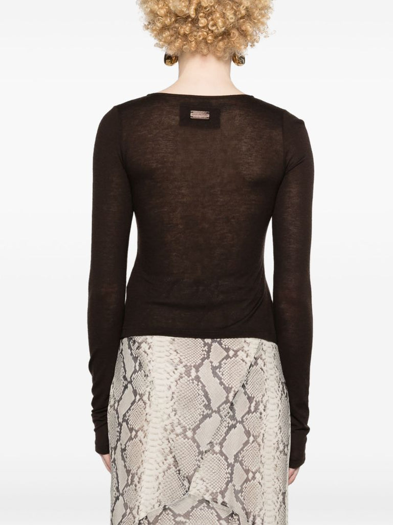 Brown Buckle-fastening Cardigan