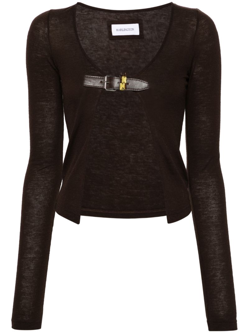 Brown Buckle-fastening Cardigan