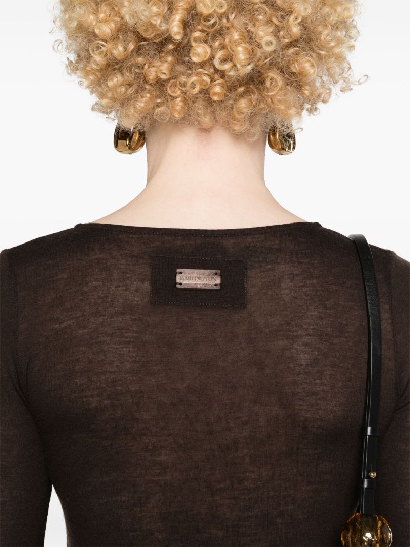 Brown Buckle-fastening Cardigan