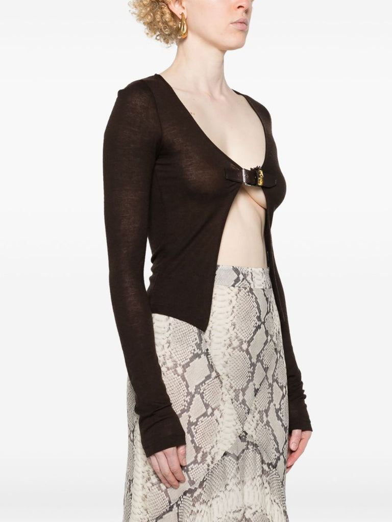 Brown Buckle-fastening Cardigan