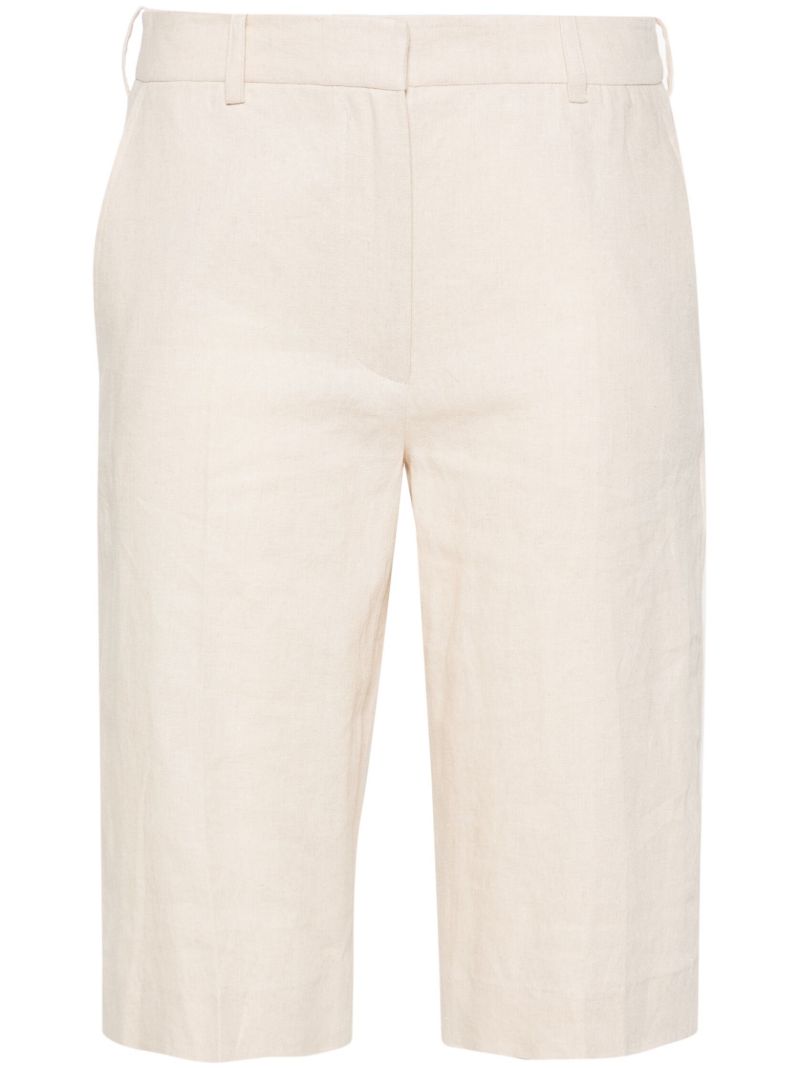 Light Beige Twill Tailored Shorts