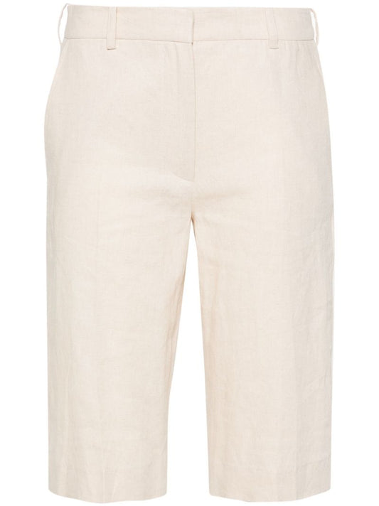 Light Beige Twill Tailored Shorts