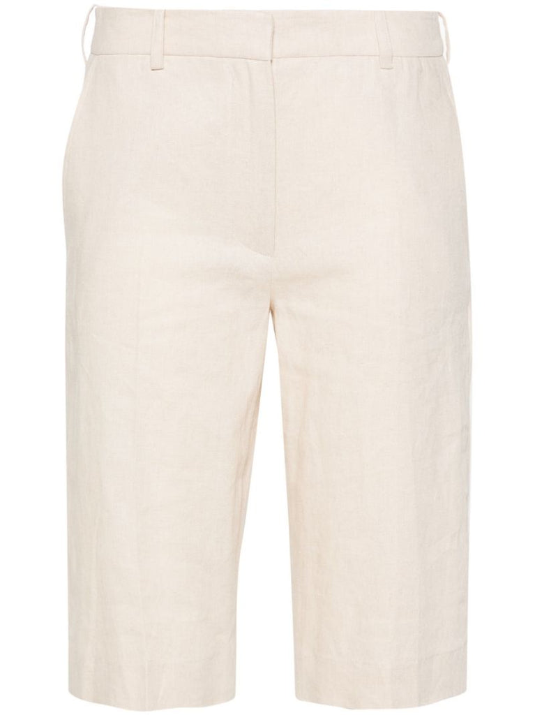 Light Beige Twill Tailored Shorts