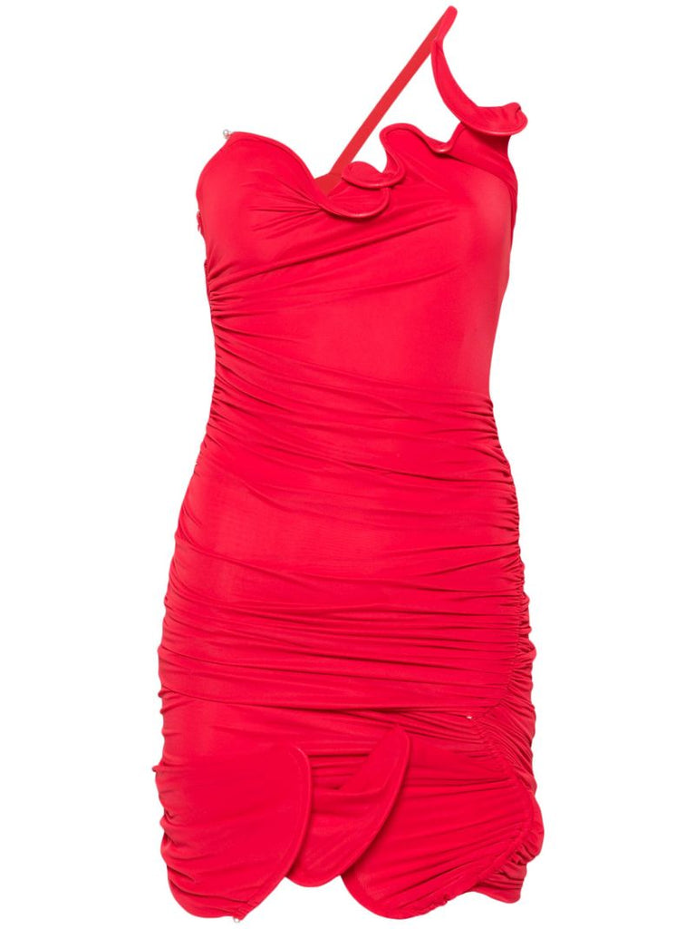 Red Venus Looped Ruched Mini Dress