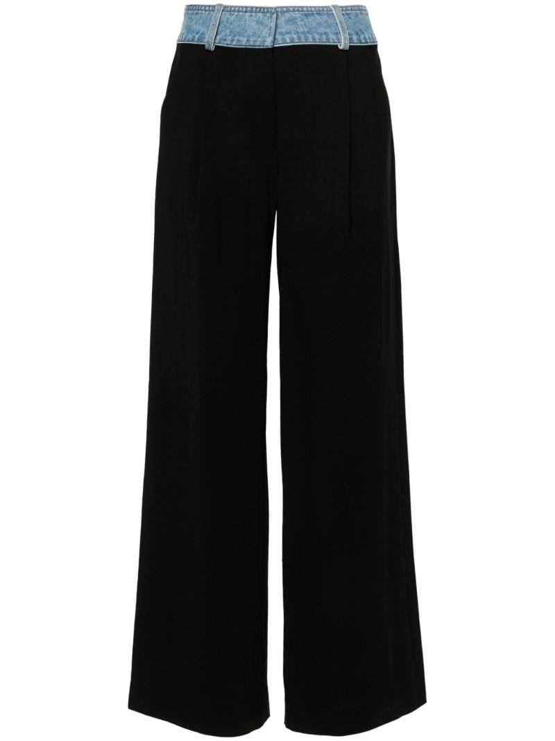 Black Deconstructed Wool Palazzo Pants