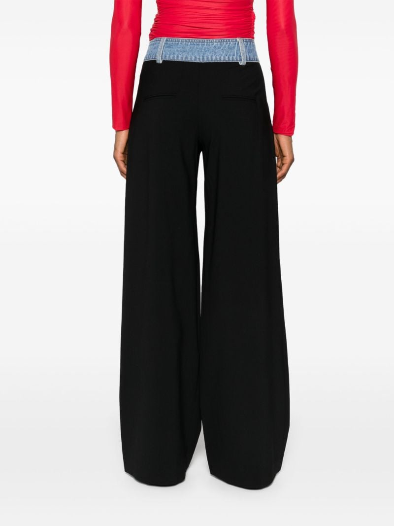 Black Deconstructed Wool Palazzo Pants