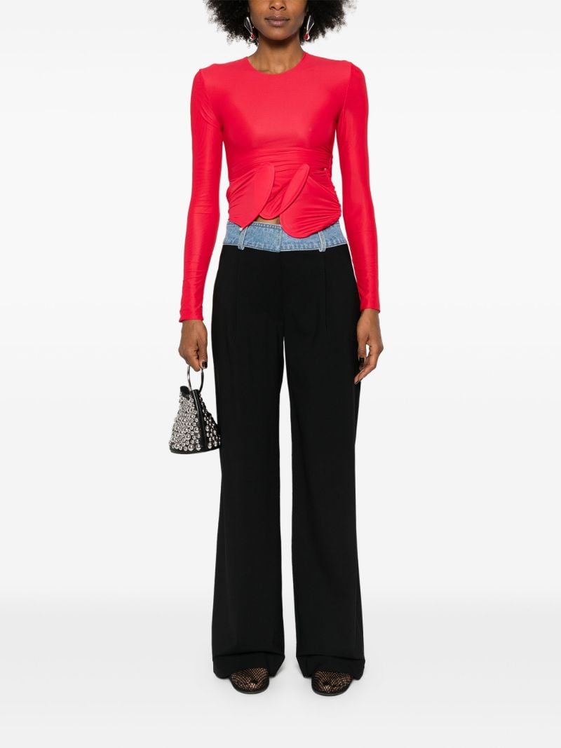 Black Deconstructed Wool Palazzo Pants